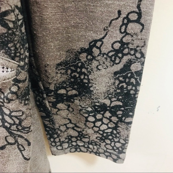 Cardigan Beaded Embellished Duster Brown Black Large Glam Rock Jacket Top - Picture 6 of 9